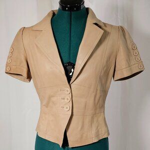 Arden B. 100% Lamb Leather Short-Sleeve Jacket – Size M